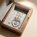 Pearl Cluster Open Heart I Love You Keychain and Attached Hardware view 4