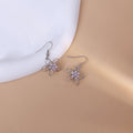 Gold Tone Open Double Flower Pearl Look Hook Earrings view 3