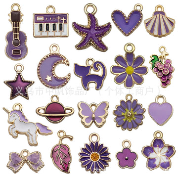 Colorful Purple Cartoon Metal Charms with 30 Listed Options