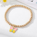 Gold Tone Beaded Smiley Butterfly Unicorn and Rainbow Bracelets view 7