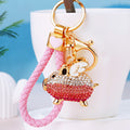 Gradient Crystal Winged Pig Keychains in Plain and Braided Loop Options view 7