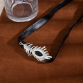 Black Ribbon Silver Feather Tribal Forehead Headband view 6