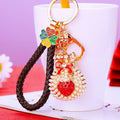 Pearl Pouch Keychains with Four-Leaf Caps and Braided Wrist Straps view 6