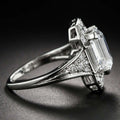 Silver Tone Emerald Cut CZ Halo Ring With Baguette Sides view 2