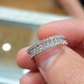 White Gold Tone Double Row Pave Clear Crystal Band Ring view 2