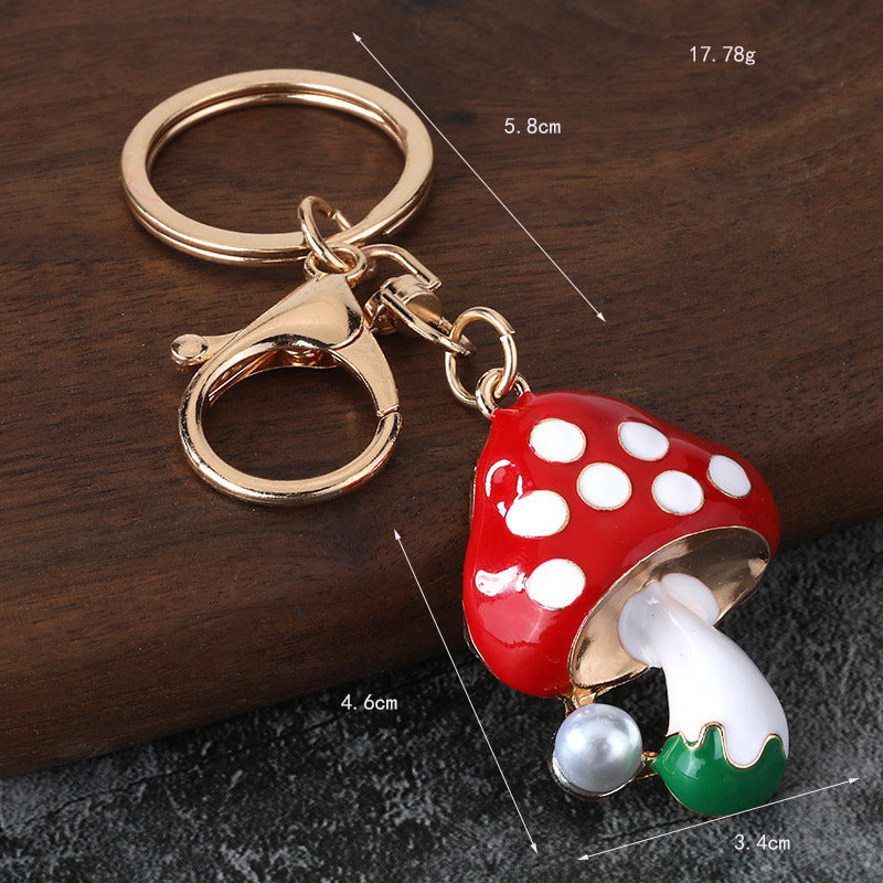 Colorful Mushroom Enamel Keychain Small Metal Bag Charm and Gift
