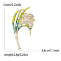 Gold Tone Rice Stalk Brooch With Green and Yellow Enamel view 5