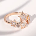 Open Adjustable Multi Star Pave Clear Stone Finger Ring Trio view 4