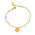 Flat Heart Pendant Twisted Link Bracelet Gold Steel view 5