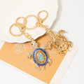 Rhinestone Sea Turtle Keychain Gold Metal Charm Three Colors view 4