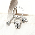 Silver Bucket Broom Gloves Cleaning Charm Keychain view 3