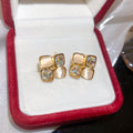Opalescent Square Cluster Stud Earrings in Gold and Silver Tones view 6