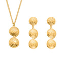 Spiral Disc Pendant Necklace and Triple Disc Drop Earrings view 5