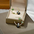 Gold Tone Panda Bamboo Hoop Earrings In A Polished Decorative Design view 4