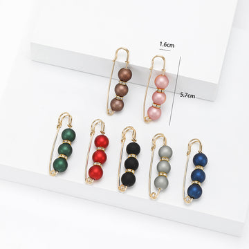 Five Pearl Bar Safety Pin Brooch Set for Jackets Scarves and Coats