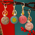Jeweled Round Ball Keychains in Fourteen Solid and Multicolor Options view 1