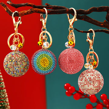 Jeweled Round Ball Keychains in Fourteen Solid and Multicolor Options