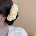 Crescent Fabric Flower U-Pin Hair Stick Gold Base 2 Colors view 3
