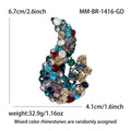 Multicolor Rhinestone Paisley Curved Brooch Antique Gold view 5