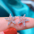 Silver Tone Starfish Drop Earrings With Clear Stones view 3