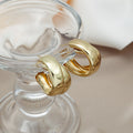Sculpted Gold Triple Layer Chunky Open C Hoop Earrings view 3