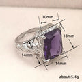 Silver Tone Purple Emerald Cut Vintage Filigree Ring view 5