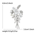 Crystal Flower Bouquet Brooch in Silver and Gold Tones view 6