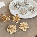 Metal Flower Open Ring Cuff Bracelet Stud Four-Piece Sets view 4