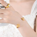 Open OT Toggle Clasp Cuff Bangle Rose Gold Gold Steel view 3
