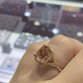 Rose Gold Champagne Cushion Halo Ring Pave Band Sizes 6-10 view 4