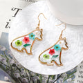 Green Resin Dried Flower Drop Earrings Gold Tone 8 Styles view 2