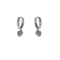 Silver Mini Huggie Hoop Tiny Heart Charm Earrings Pair view 5