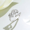 Lily Of The Valley Open Ring In Polished Silver Tone view 2