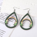 Silver Tone Green Holiday Acrylic Hook Earrings in Five Designs view 4