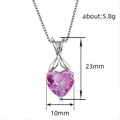 Silver Heart Stone Pendant Necklace Leaf Bail Box Chain view 4
