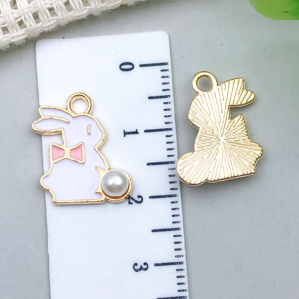 Enamel Zinc Alloy Rabbit Charm Pendants for DIY Keychain Necklace Bracelet Jewelry Making