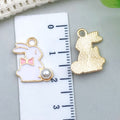 Enamel Zinc Alloy Rabbit Charm Pendants for DIY Keychain Necklace Bracelet Jewelry Making