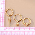 Gold and Silver Tone Spike and Ball Huggie Hoop Earrings view 4