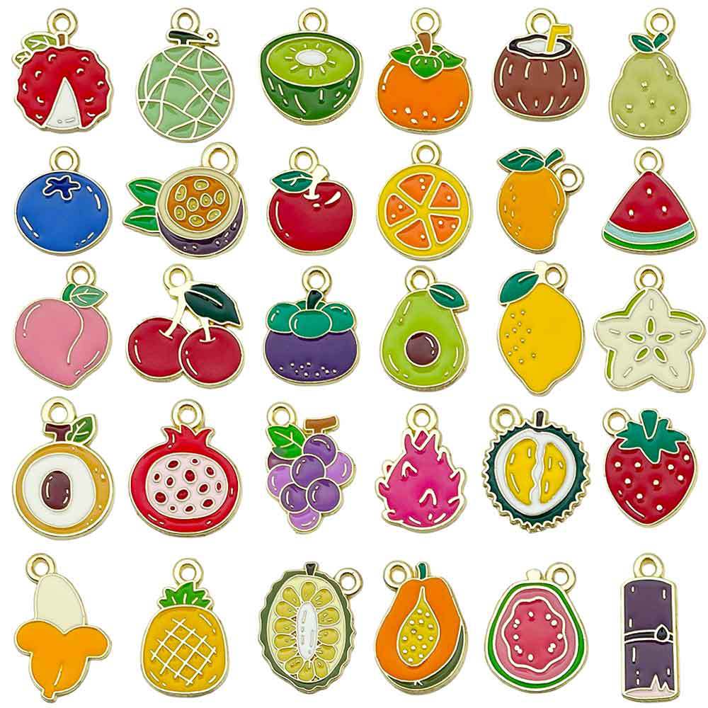 Enamel Zinc Alloy Strawberry Cherry Fruit Charm Pendant for DIY Bracelet Necklace