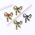 Antique Gold Bow Brooch Square Rhinestone Three Styles view 2
