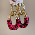 Fabric Wrapped Chain Drop Earrings in Three Colors view 8