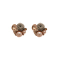 Gray Floral Pearl Stud Earrings with Layered Petal Frames view 5