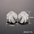 White Gold Multi Layer Swirl Baguette CZ Stud Earrings view 5