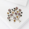 Multicolor Crystal Tree Brooch with Branching Metal Frame view 3