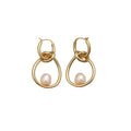 Abstract Hoop Pearl Drop Earrings In Two Metal Tones view 5