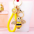 Striped Crystal Bee Keychains in Yellow and Multicolor with Braided Loops view 2