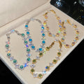 Hexagon Crystal Flower Link Bracelets Five Color Options view 2