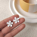 Enamel Daisy Flower Stud Earrings Pearl Center Four Colors view 7