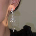 Crystal Lantern and Chain Tassel Drop Earrings for Women view 4
