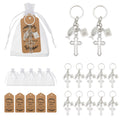 Silver Cross Dove and Holy Bible Keychain and Attached Hardware view 1